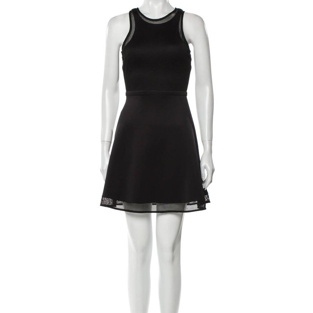 NWT Camilla and Marc Black Dress A-Line Mini Size 2 Scuba Net Top Night Out - Picture 6 of 16